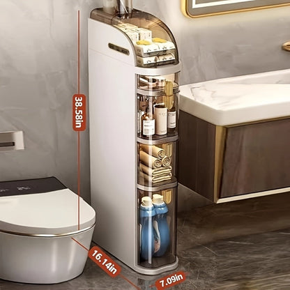 4-Tier Slim Bathroom Storage Cart with Storage Drawers and Tool-Free Assembly detail image