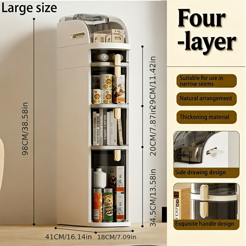 4-Tier Slim Bathroom Storage Cart with Storage Drawers and Tool-Free Assembly detail image - detail view 3