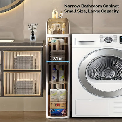 4-Tier Slim Bathroom Storage Cart with Storage Drawers and Tool-Free Assembly detail image - detail view 4