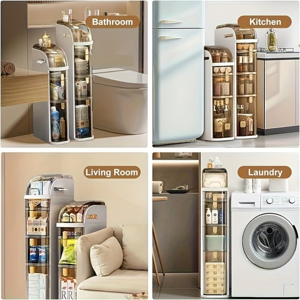 4-Tier Slim Bathroom Storage Cart with Storage Drawers and Tool-Free Assembly detail image - detail view 7