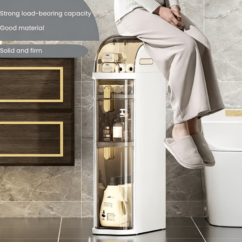 4-Tier Slim Bathroom Storage Cart with Storage Drawers and Tool-Free Assembly detail image - detail view 9