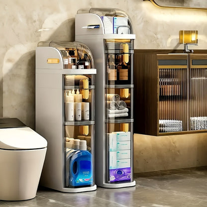 Bathroom Storage Cart, 4-Tier Slim Rolling Bathroom Storage Cabinet with Drawers & Tissue shown in the main product view