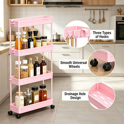 4-Tier Space-Saving Storage Cart with Rolling Wheels for Organized Everyday Storage detail image