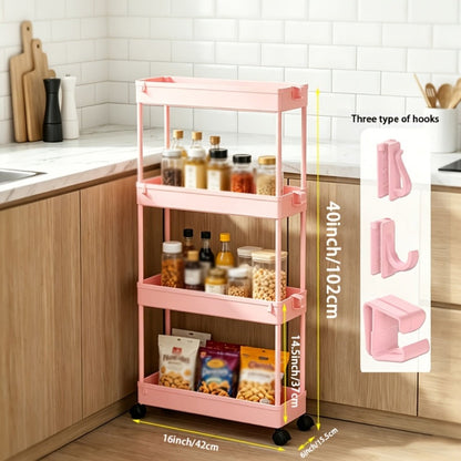 4-Tier Space-Saving Storage Cart with Rolling Wheels for Organized Everyday Storage detail image - detail view 4