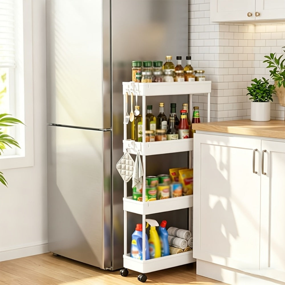 4-Tier Space-Saving Storage Cart with Rolling Wheels for Organized Everyday Storage detail image - detail view 5