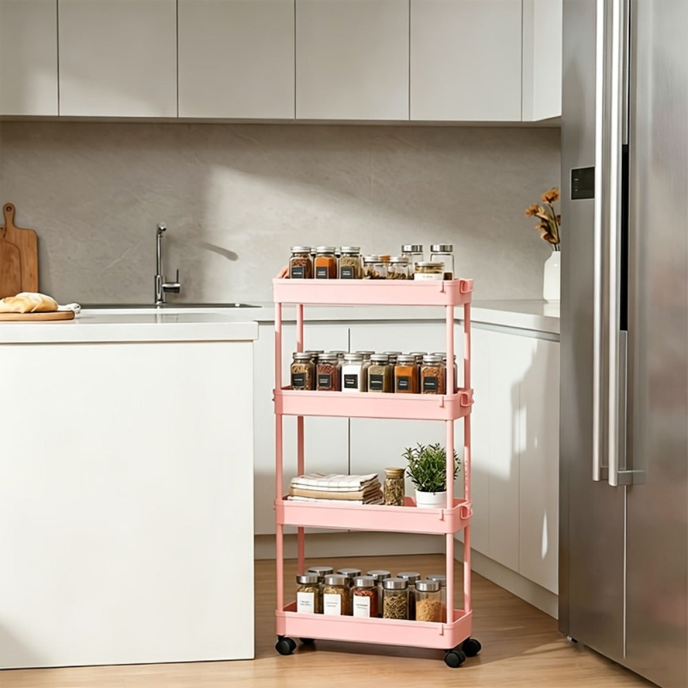 4-Tier Space-Saving Storage Cart with Rolling Wheels for Organized Everyday Storage detail image - detail view 6