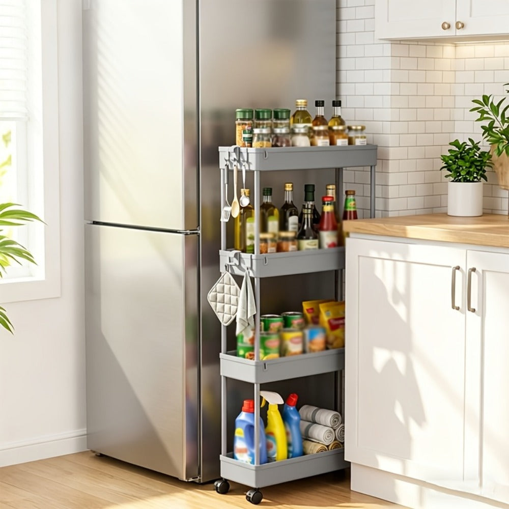 4-Tier Space-Saving Storage Cart with Rolling Wheels for Organized Everyday Storage detail image - detail view 7