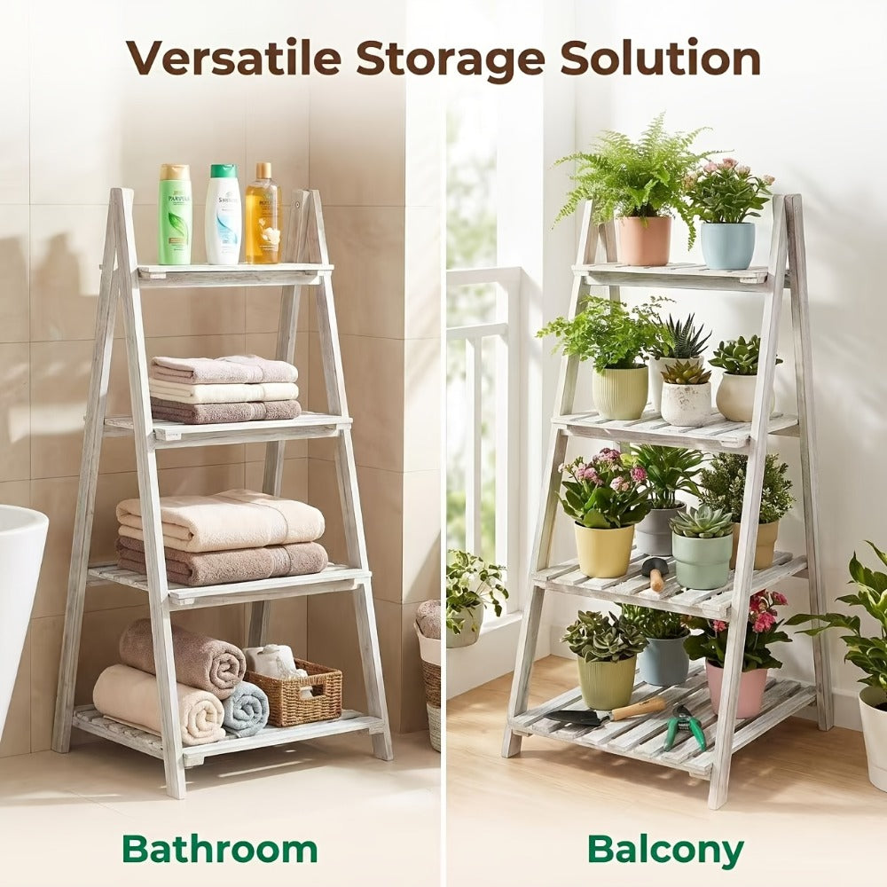 4-Tier Wood Ladder Shelf with Tool-Free Assembly and Multiple Color Options for Entryway detail image - detail view 10