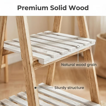 4-Tier Wood Ladder Shelf with Tool-Free Assembly and Multiple Color Options for Entryway detail image - detail view 11