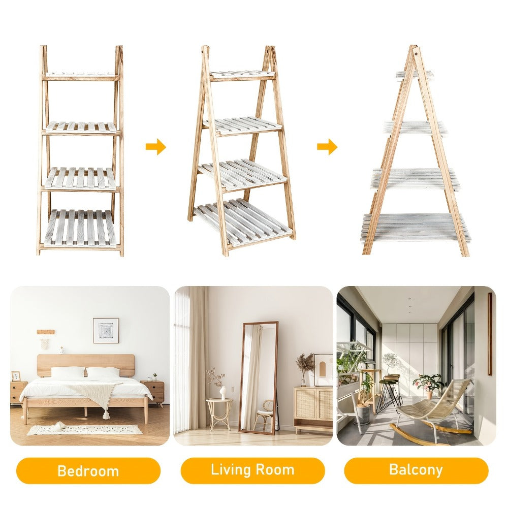 4-Tier Wood Ladder Shelf with Tool-Free Assembly and Multiple Color Options for Entryway detail image - detail view 13