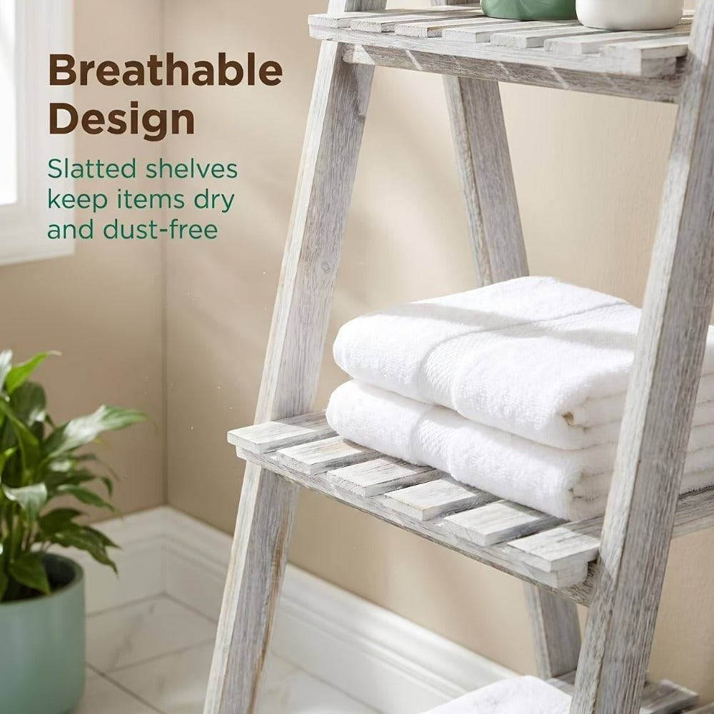 4-Tier Wood Ladder Shelf with Tool-Free Assembly and Multiple Color Options for Entryway detail image - detail view 3