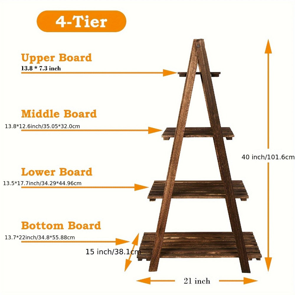 4-Tier Wood Ladder Shelf with Tool-Free Assembly and Multiple Color Options for Entryway detail image - detail view 7