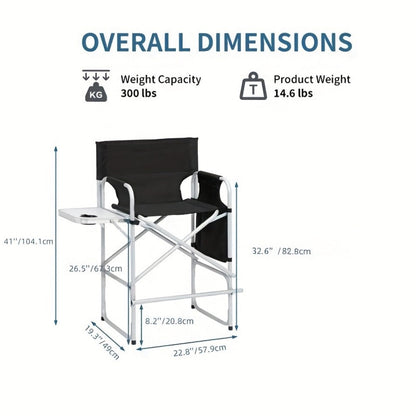 40-55 Inch Tall Director Chair with Side Table and Storage Bag for Beauty Studio detail image - detail view 4