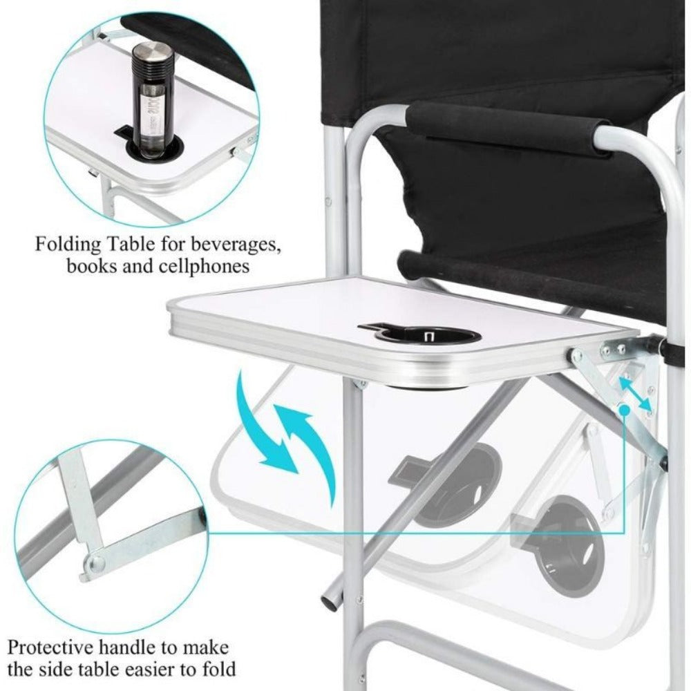 40-55 Inch Tall Director Chair with Side Table and Storage Bag for Beauty Studio detail image - detail view 5