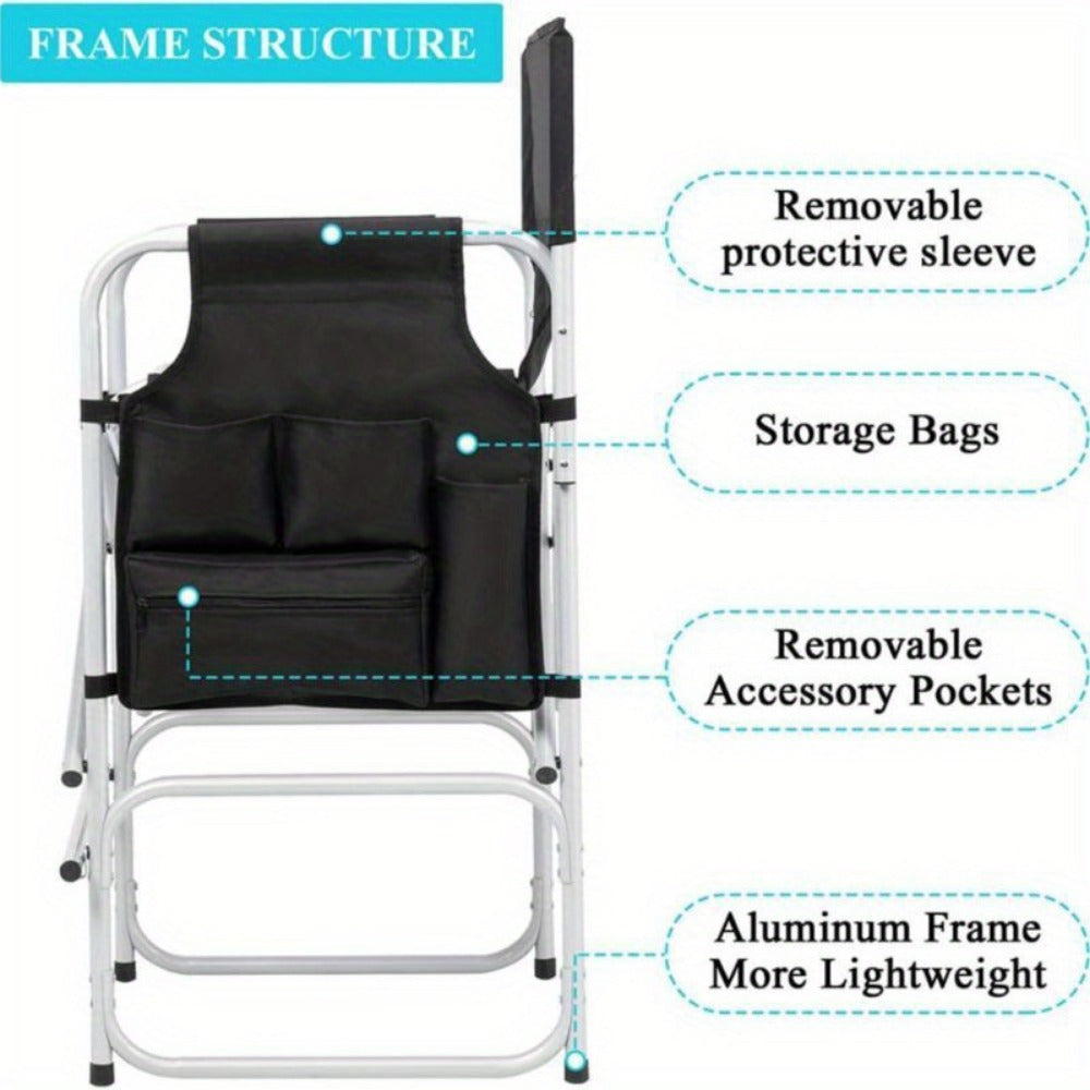 40-55 Inch Tall Director Chair with Side Table and Storage Bag for Beauty Studio detail image - detail view 6