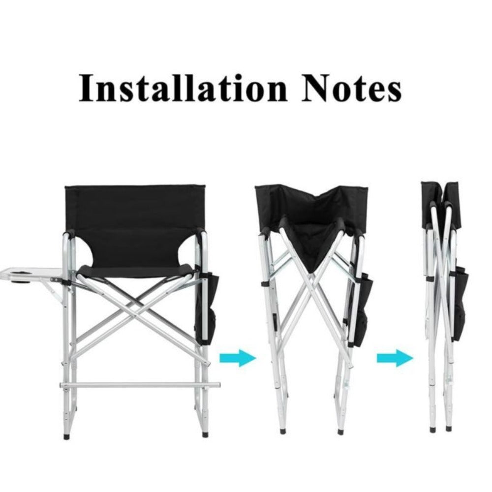 40-55 Inch Tall Director Chair with Side Table and Storage Bag for Beauty Studio detail image - detail view 8
