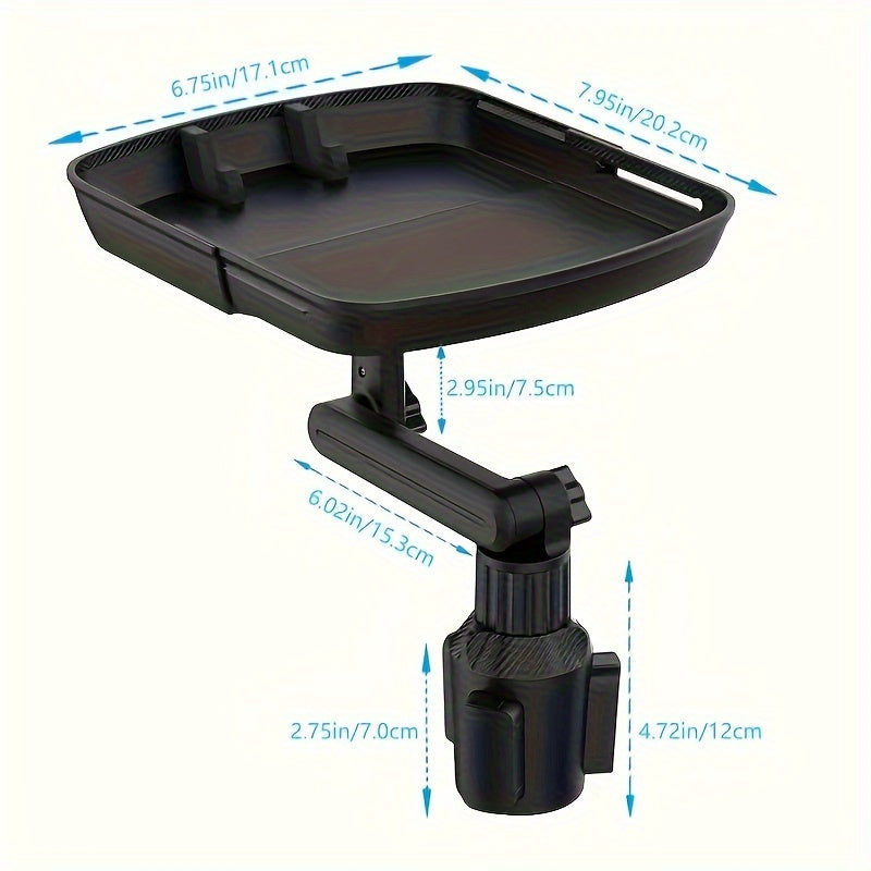First Generation Car Cup Holder Tray Phone Holder - Dual Expandable Base, High-quality ABS Adjustable Rotating Bracket, Black Version