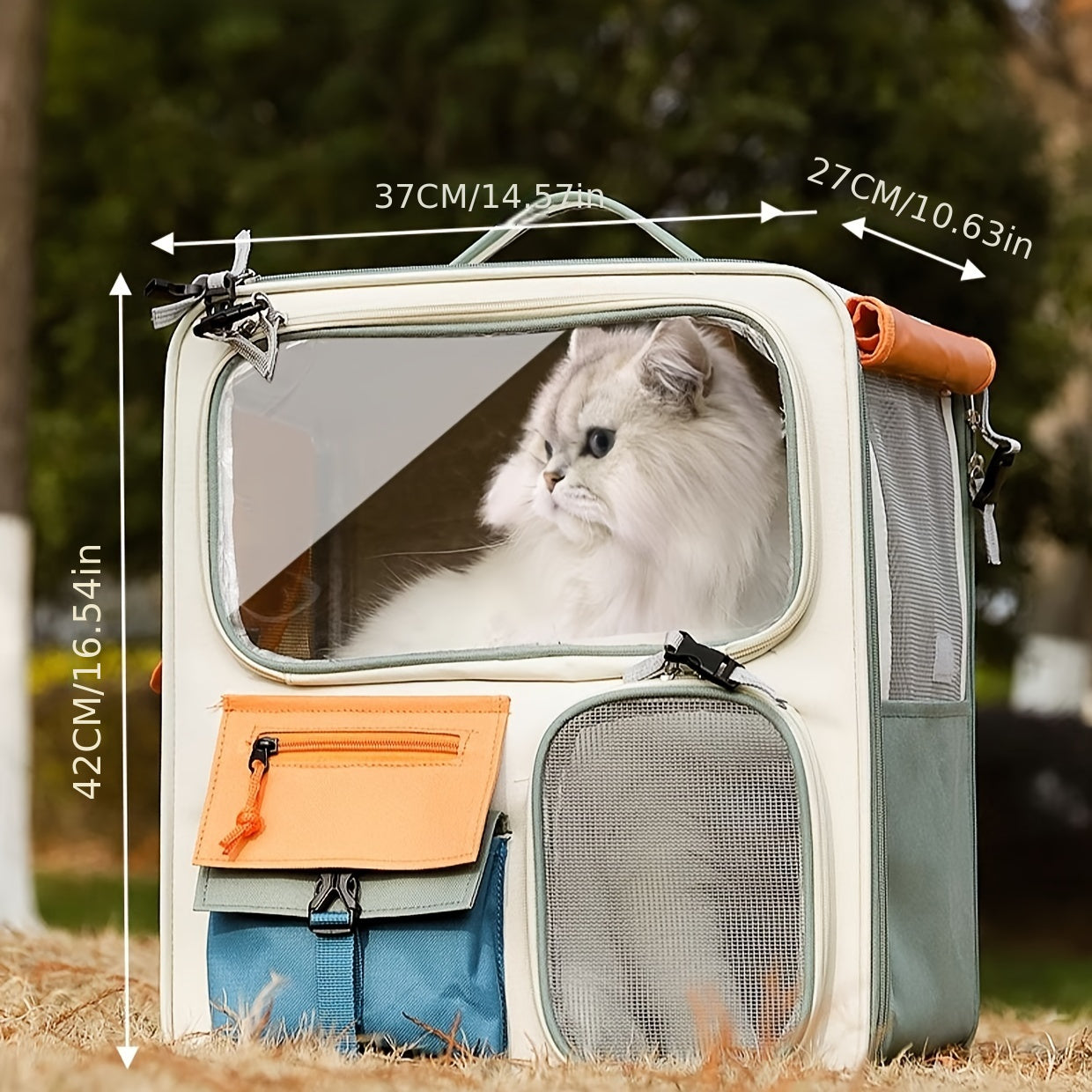 Cat Carrier Backpack with Pet Collar Set - Ventilated Breathable Travel Backpack for Cats and Dogs Under 27lbs, Spacious 11.89 Gallon Capacity, Airline-Friendly Portable Pet Bag for Outdoor Hiking