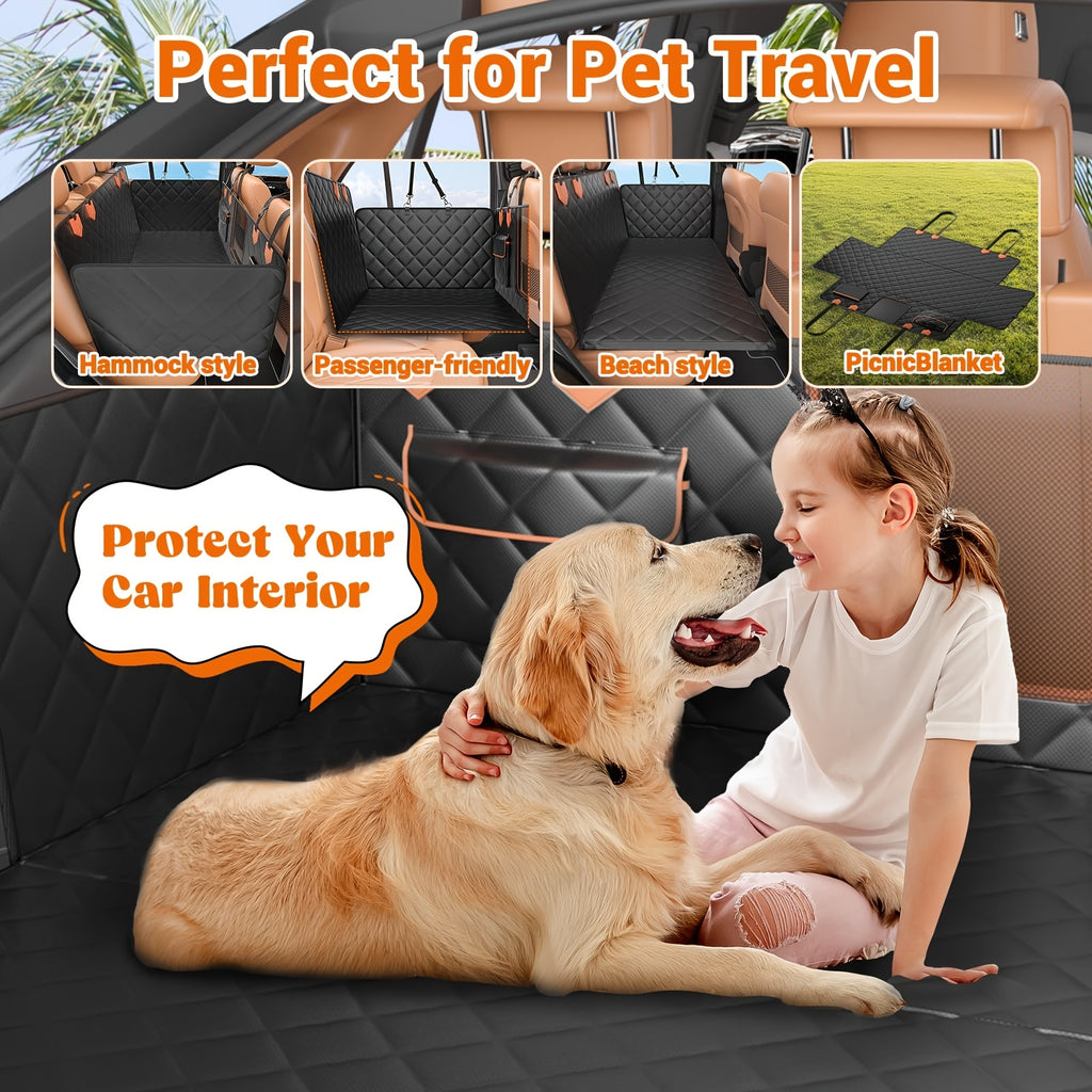 [Customer Favorite] 600 LBS Luxury Dog Car Back Seat Extender, Dog Car Seat Cover, Camping Air Mattress, Hammock Travel Bed, Non Inflatable Car Bed Mattress for Car SUV Truck (Black)suitable for Cars/SUVs/trucks - Easy to Install, Machine Washable