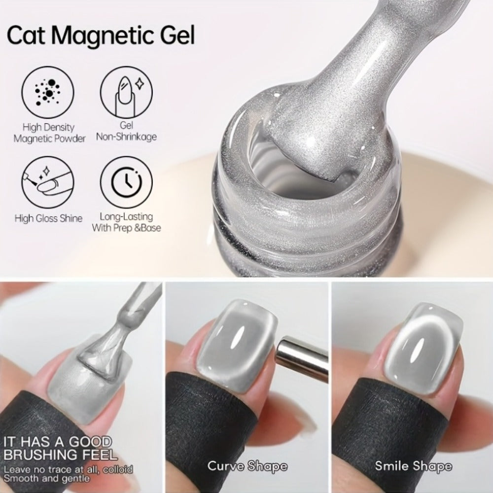 Cat Eye Gel Polish 15ml Plum Bordeaux Magnetic Soak Off UV LED – 3D Light-Shifting Effect Quick Dry Semi-Permanent Long-Lasting Fall Winter Dark Nail Colors for DIY & Salon Nail Art Women