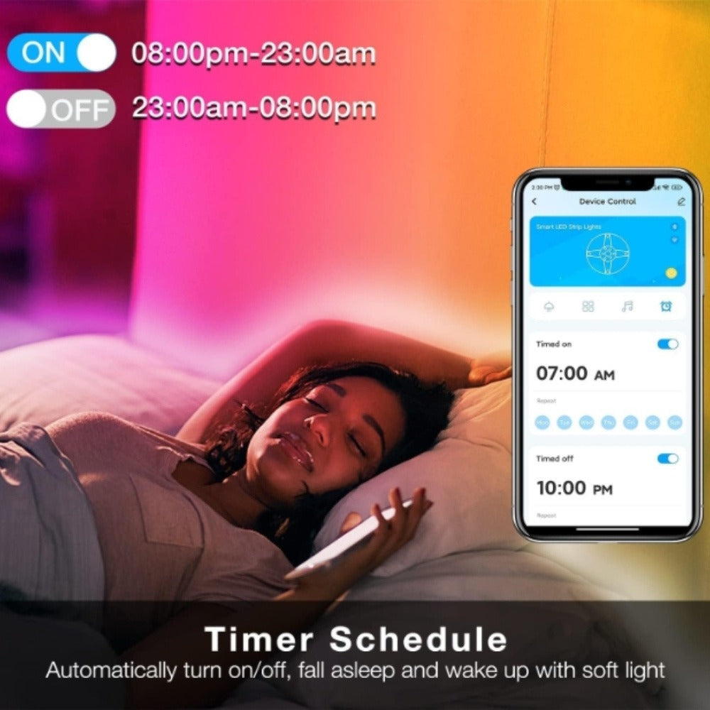 Smart LED Strip Lights 5050 RGB IC App & Remote Control, Music Sync Color Changing, for Bedroom Living Room Kitchen TV Home Decoration, Party Holiday Lighting – 25ft 50ft 100ft 130ft 200ft Available