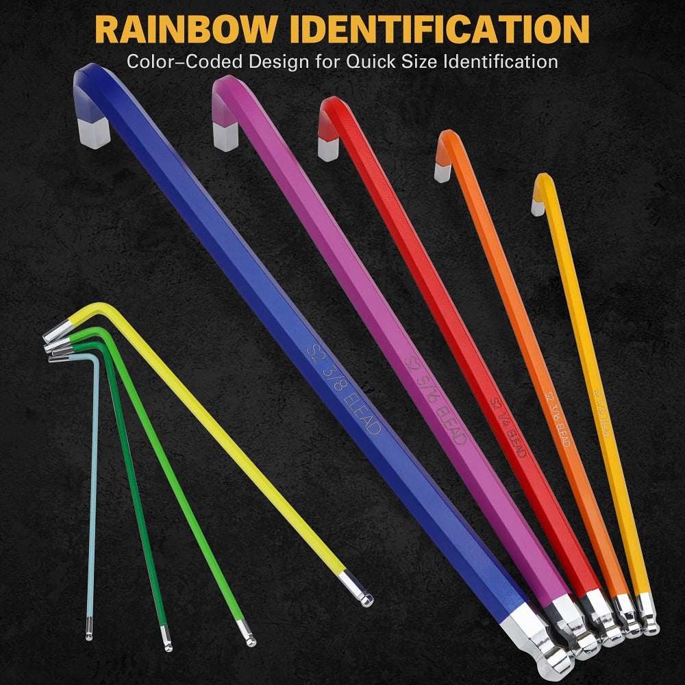 Allen Wrench Set Ball End Hex Key - SAE & Metric Color-Coded with T-Handle & Torx Keys Chrome Vanadium Steel for Bicycle Repair Auto DIY Home Improvement
