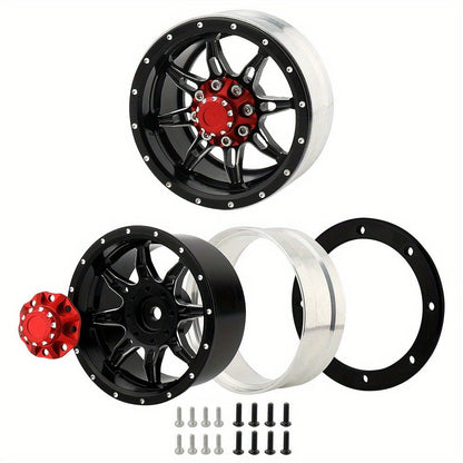 1.9" Beadlock Wheel Rims for RC Crawler 4pcs – Aluminum Alloy Metal Hub Upgrade Set for Axial SCX10 SCX10 III CC01 D90 TRX4 TRX6 1/10 Scale Rock Crawler