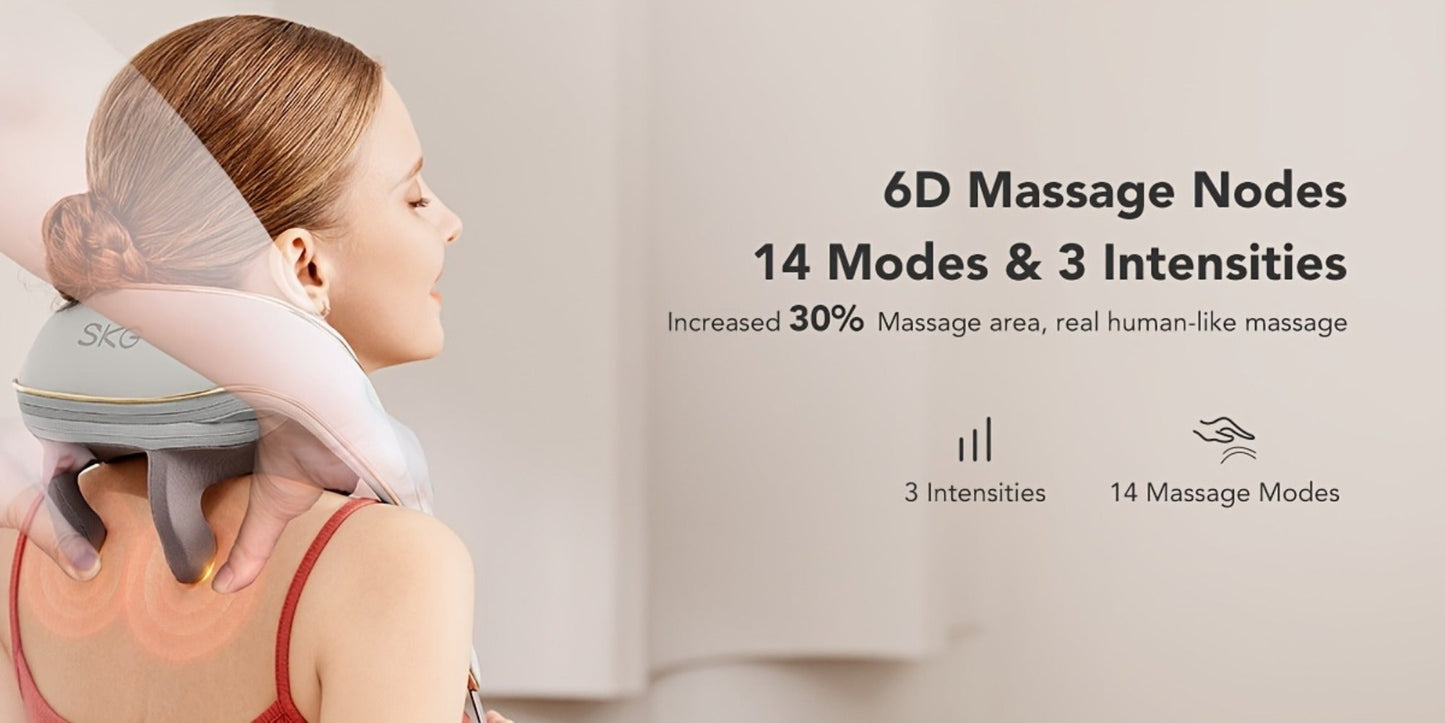 Wearable Neck & Shoulder Massager with Heat – 6D Bionic Hand Kneading Trapezius Massager, 9 Modes 3 Intensities 40-45°C Heat, Hands-Free Deep Tissue Massage for Home & Office, Gift for Women Men Mom
