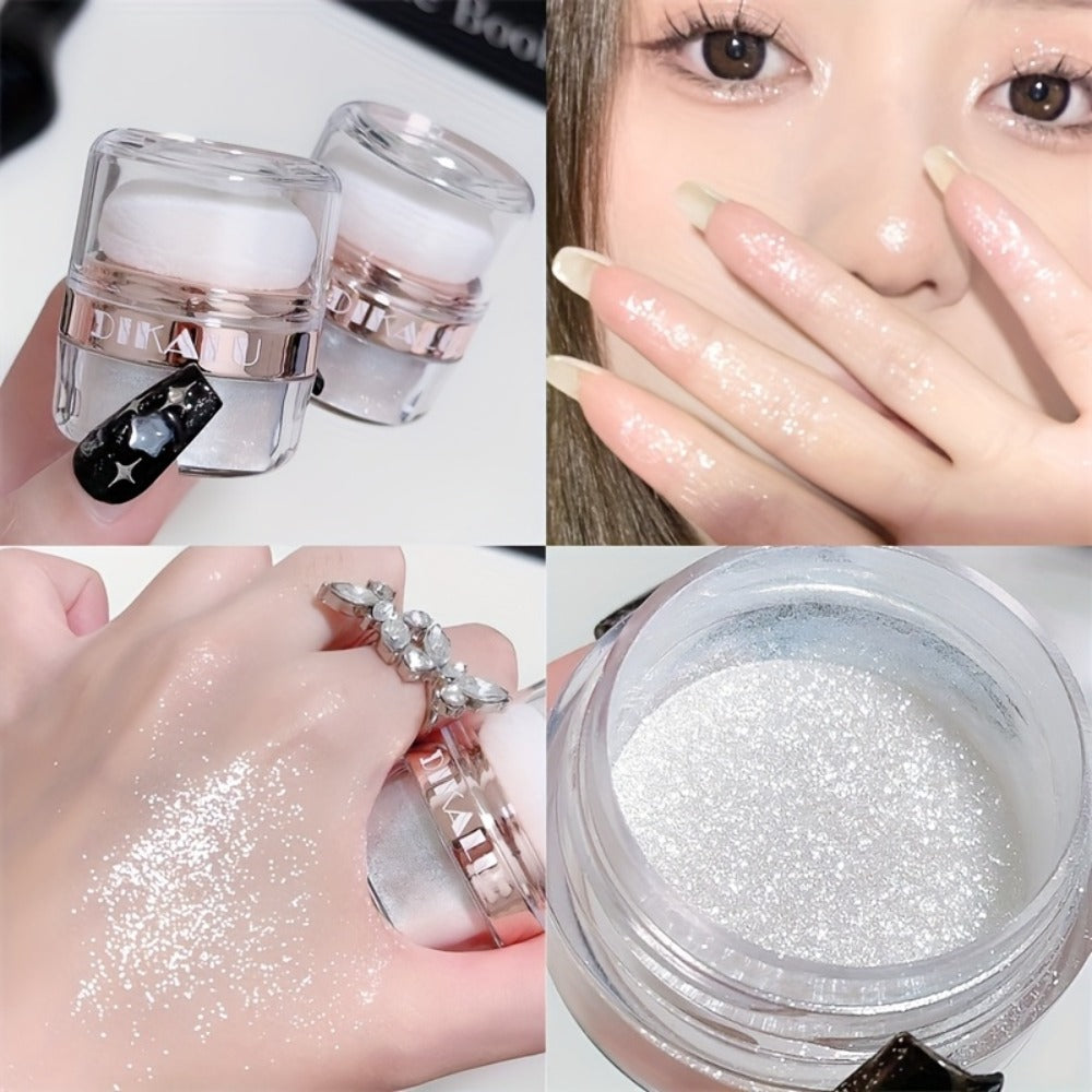 Glitter Highlighter Powder Set 3pcs Shimmer for Face & Body - Radiant Sparkle Fairy Glow Buildable Medium Coverage, Bridal Wedding Festival Party Makeup Gift for Women