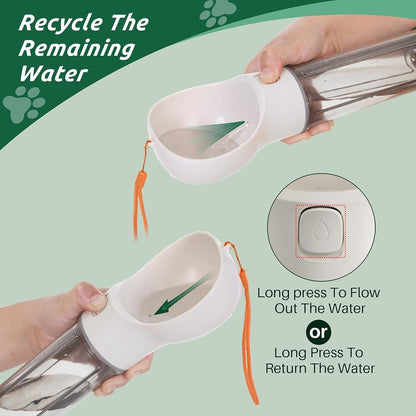 Portable Dog Water Bottle 3-in-1 – Travel Water Dispenser, Food Container & Poop Bag Holder for Dogs, Leak-Proof Silicone & ABS, Lightweight Outdoor Pet Water Bottle for Walks, Hiking & Camping | 300ml / 500ml