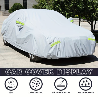 Full Car Cover 3-Layer 190T Waterproof All-Weather UV Snow Dust Protection with Reflective Strips – Silver, XL & XXL, Indoor Outdoor Universal Fit Sedan SUV