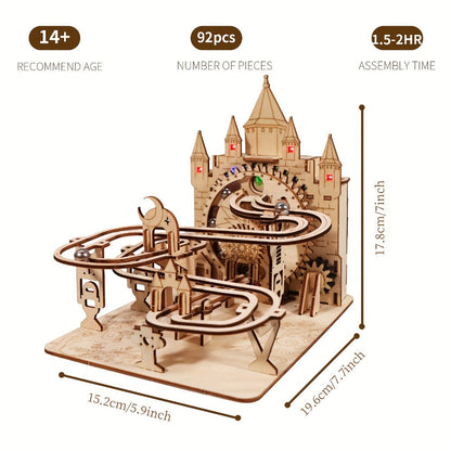 Electric Marble Run Set 3D Handmade Logic Building Construction Puzzle – Educational STEM Toy for Kids Teens Adults, Logical Thinking Engineering Activity, Birthday Christmas Holiday Gift