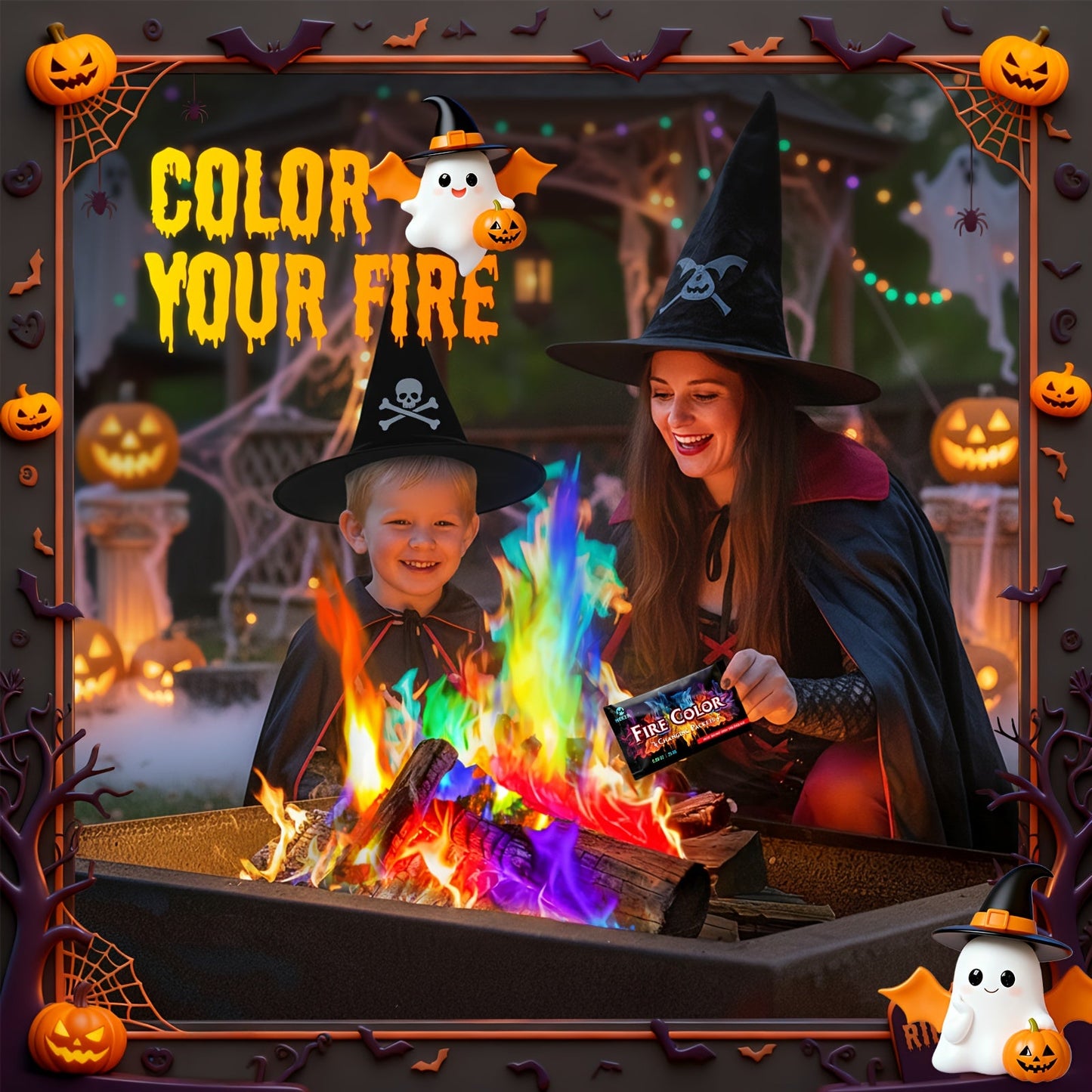 Fire Color Changing Packets 12/24pcs – Magic Colorful Flame Packets for Campfire, Fire Pit, Bonfire & Outdoor Fireplace, Fun Camping Accessories for Adults & Families