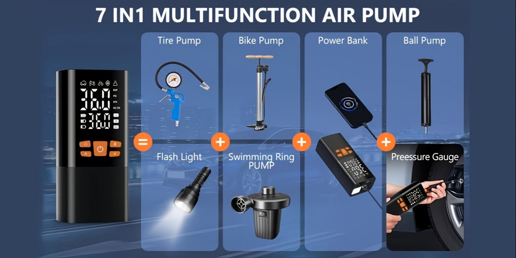 Tire Inflator Portable Air Compressor, 150PSI Air Pump for Car Tires with 25000mAh Battery, One Click Smart Air Pump Tire Inflator for Car, Motorcycle, Bicycle And More with Tire Pressure Gauge