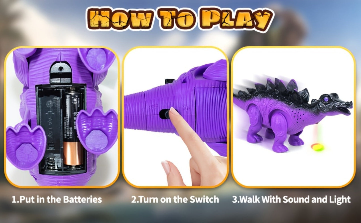 Interactive Dinosaur Toy Set 3-Pack with Sound Light & Walking – Electric Brachiosaurus Stegosaurus T-Rex Dino Toys for Boys Girls Ages 3-7, Birthday Christmas Gift