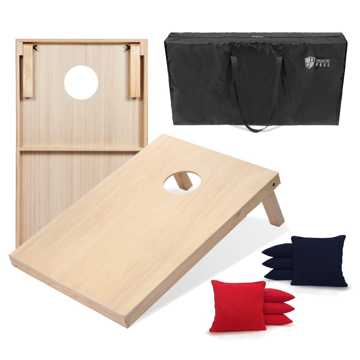 Regulation Cornhole Board Set 4x2 Solid Wood ACA Standard with 8 Bean Bags Carrying Case Tote Outdoor Yard Tailgate Party Game 13 Color Options
