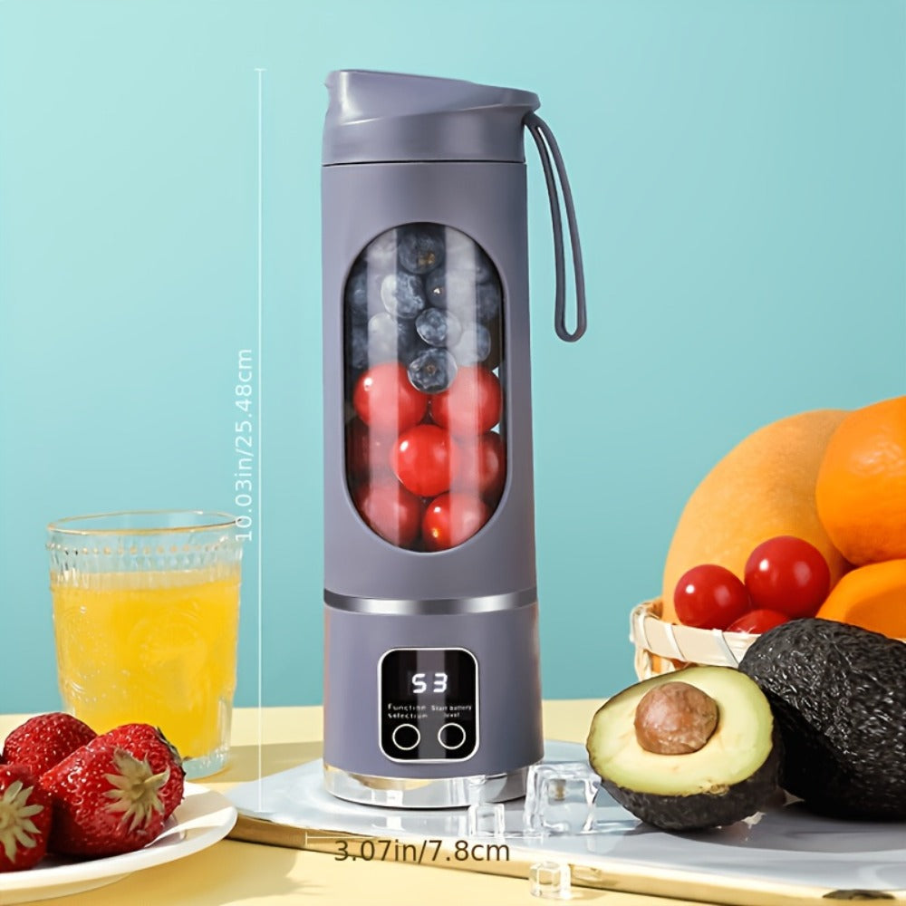Portable USB Rechargeable Blender with LED Display – 15oz Personal Smoothie Blender for Shakes, Milkshakes & Fresh Juice, Compact Mini Blender for Home Gym Office & Travel, BPA-Free Cup