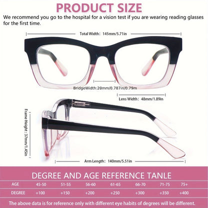 Blue Light Blocking Reading Glasses 3 Pack - Anti Blue Light Computer Readers for Women and Men, Square Spring Hinge Frames with Eyeglass Cloths and Bags, Multiple Magnifications