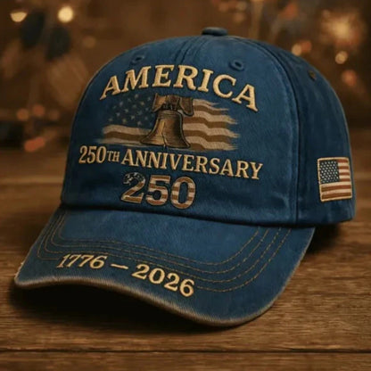 250th Anniversary Patriotic Baseball Cap USA Embroidered – Adjustable Vintage American Flag Hat for Men Women, Unisex Independence Day Gift, History Enthusiast Festive Cap, Single or 3-Piece Set