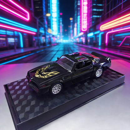 RMZ 1:36 Scale Pontiac Firebird Die-Cast Toy Car with Openable Doors & Pull-Back Action – Zinc Alloy Muscle Car Model with Display Base | Collectible Miniature Gift for Boys Girls Car Enthusiasts Ages 3+