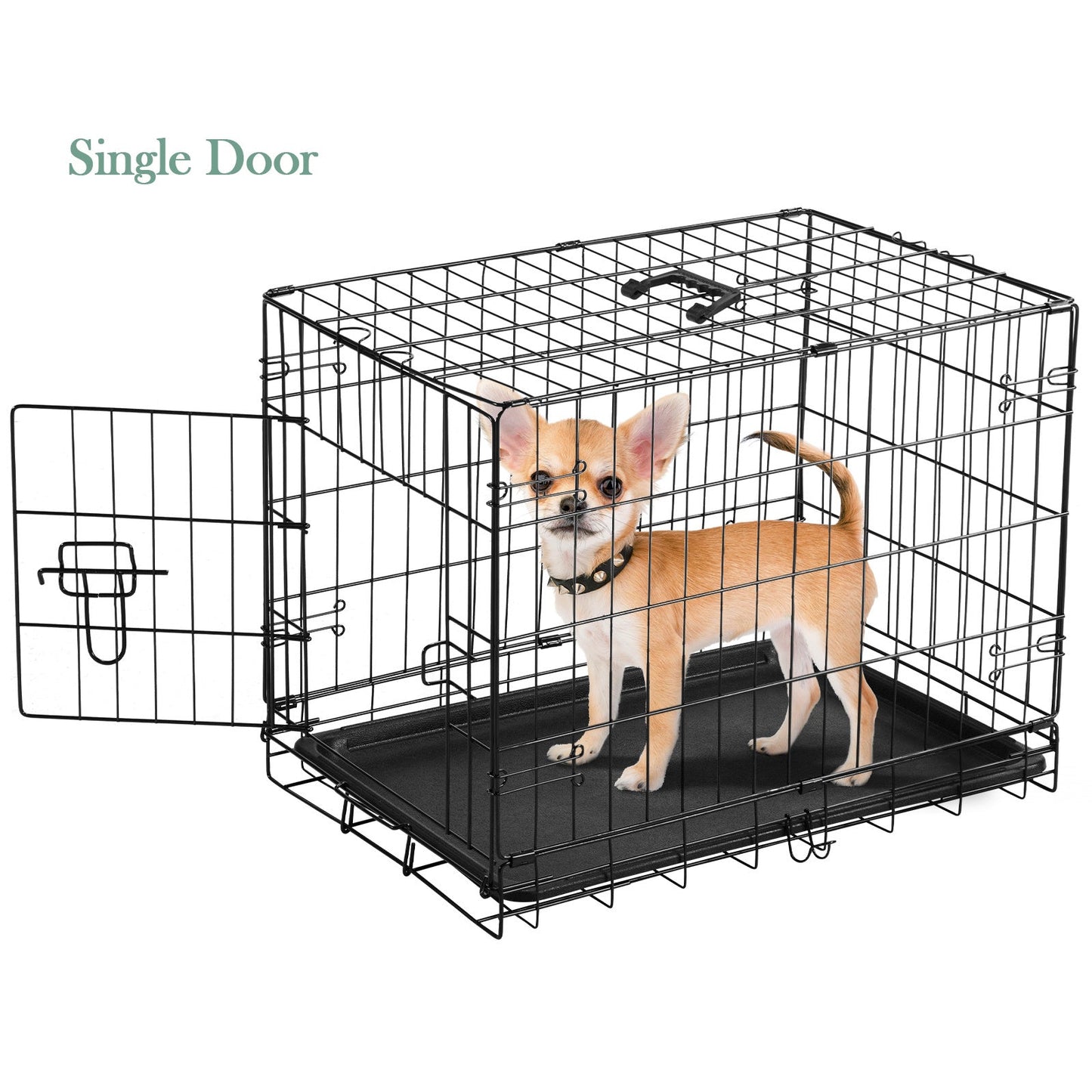 Folding Wire Dog Crate with Divider - Single & Double Door Options, Leak-Proof Plastic Tray, Indoor Outdoor Travel Kennel for Small Medium Large Dogs, 24" / 30" / 36" Sizes