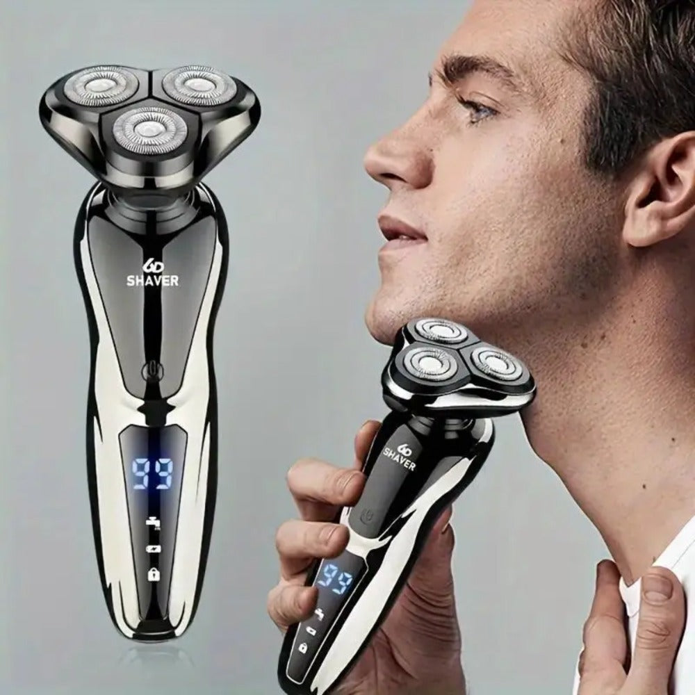 Men's Electric Shaver 3D Floating Head with LED Display - Rechargeable Washable Cordless Rotary Shaver for Home & Travel, Close Smooth Shave, Great Gift for Men, Boyfriend & Valentine's Day, 2-Pack