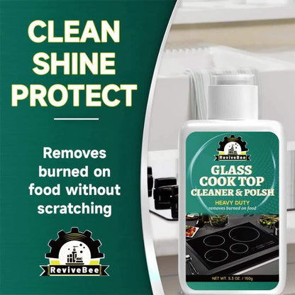 Glass Cooktop Cleaner and Polish – Powerful Stain Remover, Removes Oil Film, Water Spots & Burnt-On Residue, Long-Lasting Surface Protection for Ceramic & Induction Cooktops – 5 Pack Value Set