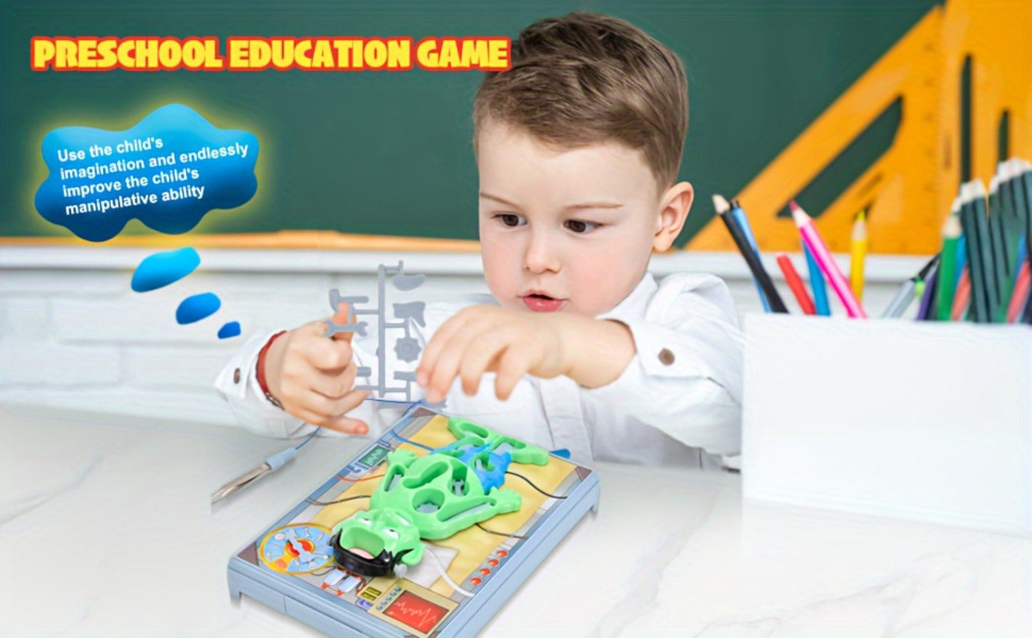 Operation Monster Board Game for Kids – Steady Hand Skill Game with Tweezers, 3D Monster Pieces, Fun Family Game Night for Ages 3+, 1-2 Players, Great Gift for Boys and Girls