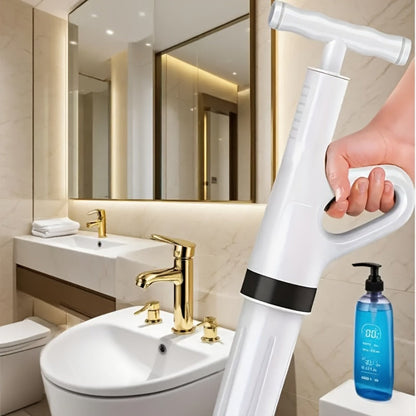 Heavy-Duty Drainage Spray Gun with Adjustable Pressure - Air Plunger Tool for Unclogging Toilets Sinks & Floor Drains, No Electricity Needed, Durable Plastic Design, 1pc White