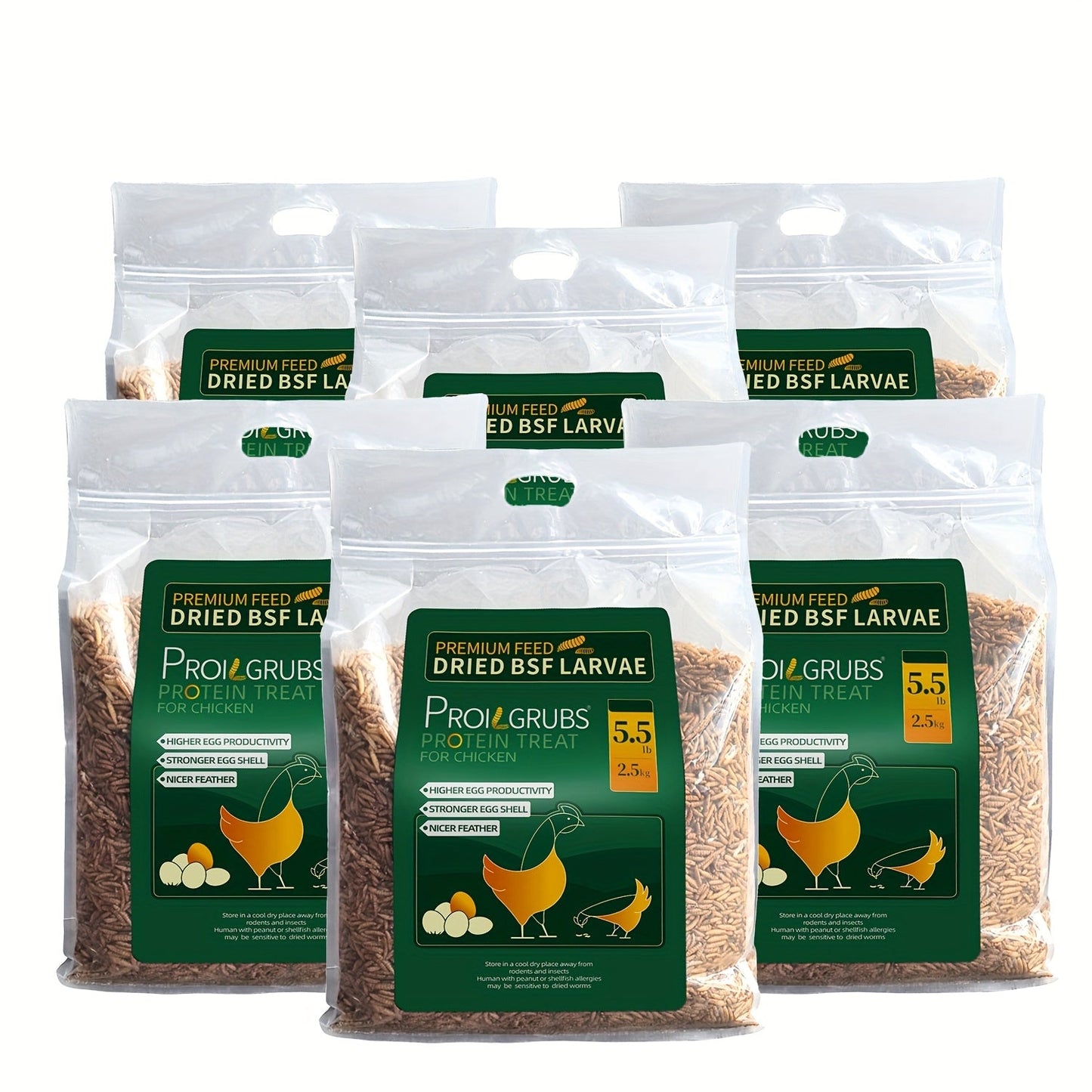 Dried Black Soldier Fly Larvae Chicken Treats Non-GMO High Protein Grubs for Chickens Egg Layer Flock Builder Stronger Eggshells 5lb 10lb 20lb 30lb 33lb