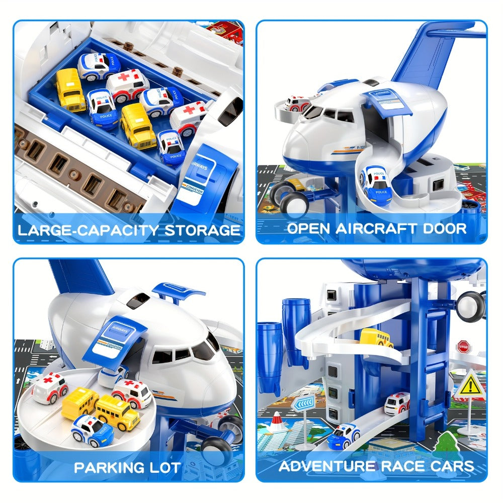 Kids Airplane Toy with LED Lights & Music – Inertia Friction Powered Passenger Plane Diecast Aircraft for Toddlers Boys Girls Ages 3-8 Educational Vehicle Toy Birthday Christmas Gift