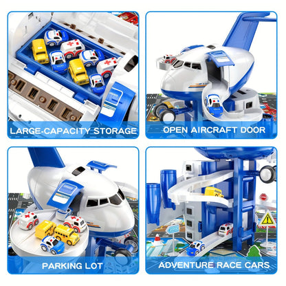 Kids Airplane Toy with LED Lights & Music – Inertia Friction Powered Passenger Plane Diecast Aircraft for Toddlers Boys Girls Ages 3-8 Educational Vehicle Toy Birthday Christmas Gift