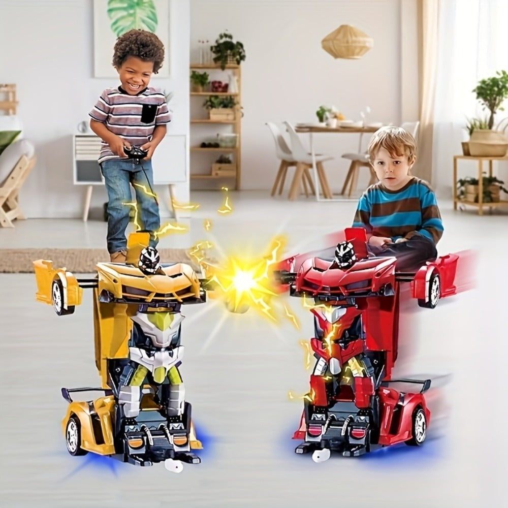 Transforming RC Robot Car for Kids 2.4GHz – One-Button Deformation Stunt Car 360 Drift LED Lights, Remote Control Toy Gift for Boys Ages 3 4 5 6 7 Birthday Easter Christmas (Red/Blue/Yellow)