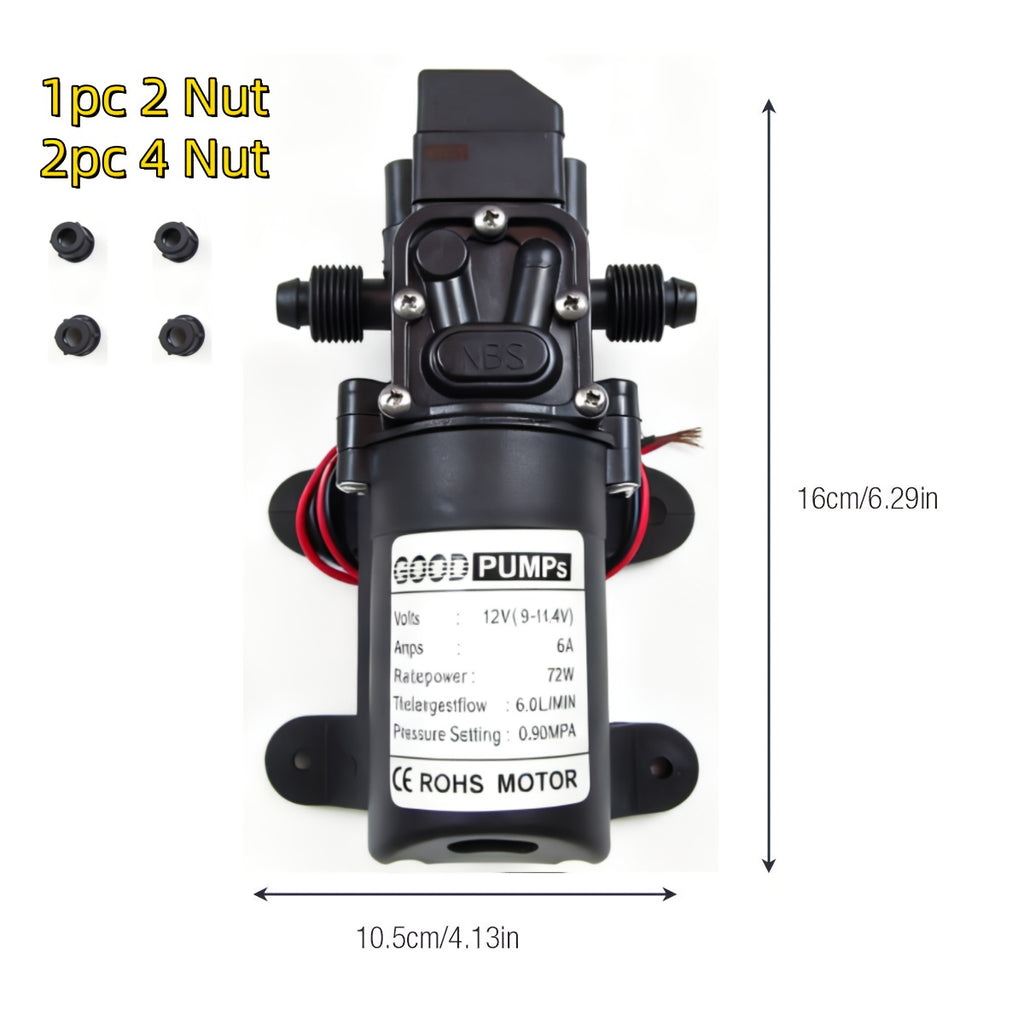 1/2/3pcs 12V Self Priming Sprayer, 130PSI High Pressure Portable Electric Water Pump, Durable ABS Material, for Camper Van, Car Wash, Tap Water Pressurization, Fish Tank, Bath, RV, And More, Without Battery